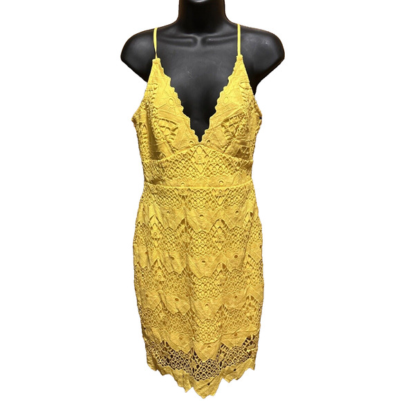 Lulus Dress Women’s Small Yellow Sleeveless Cami Crochet Lace Spring Easter - Picture 1 of 7